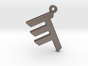 Letter HEH - Paleo Hebrew - With Chain Loop in Polished Bronzed Silver Steel