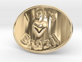 I Love Brazil Belt Buckle in 14K Yellow Gold