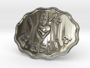 I Love Brasilia Belt Buckle in Fine Detail Polished Silver