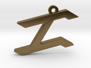 Letter ZAYIN - Paleo Hebrew -  With Chain Loop in Natural Bronze