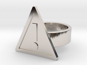 Warning Sign Ring in Rhodium Plated Brass: 8 / 56.75