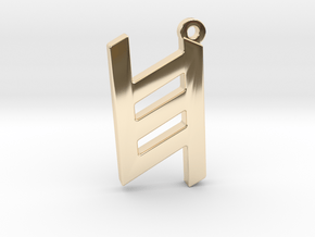 Letter KHET - Paleo Hebrew - With Chain Loop in 14k Gold Plated Brass