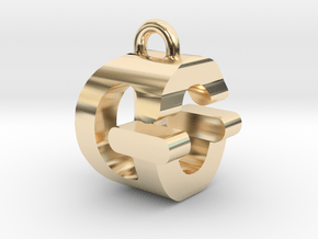 3D-Initial-GO in 14k Gold Plated Brass