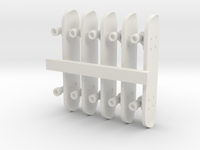 1/24 Scale Skateboards (5 Pack) in White Natural Versatile Plastic