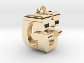 3D-Initial-GU in 14K Yellow Gold