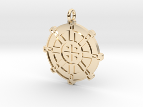 Wheel Of Dharma Pendant in 14k Gold Plated Brass