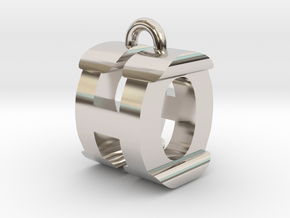3D-Initial-HO in Rhodium Plated Brass