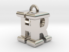 3D-Initial-HR in Rhodium Plated Brass