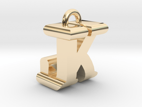 3D-Initial-JK in 14k Gold Plated Brass