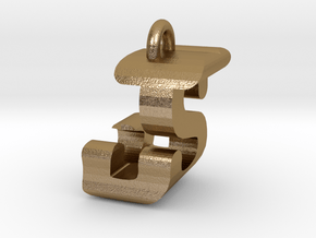 3D-Initial-JS in Polished Gold Steel