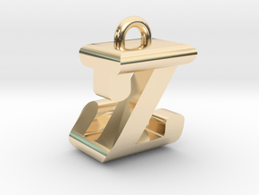 3D-Initial-JZ in 14K Yellow Gold