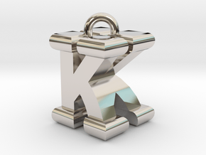 3D-Initial-KK in Rhodium Plated Brass