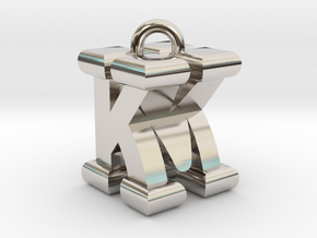 3D-Initial-KM in Rhodium Plated Brass