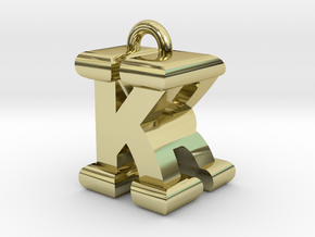 3D-Initial-KR in 18k Gold Plated Brass