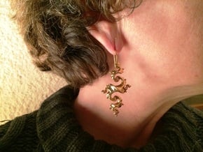 Dragon Earrings with integrated hooks - 5cm in 14k Gold Plated Brass