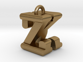 3D-Initial-KZ in Polished Gold Steel
