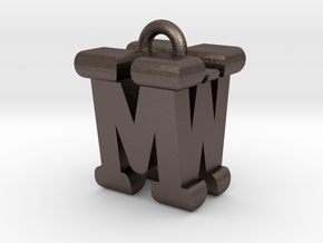 3D-Initial-MW in Polished Bronzed Silver Steel