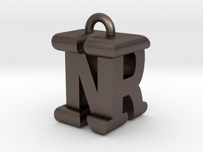 3D-Initial-NR in Polished Bronzed Silver Steel