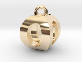 3D-Initial-OO in 14k Gold Plated Brass