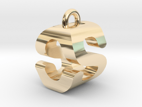 3D-Initial-OS in 14k Gold Plated Brass