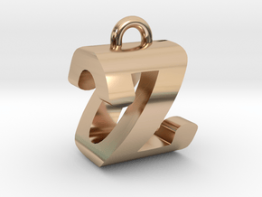 3D-Initial-OZ in 14k Rose Gold Plated Brass