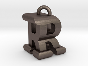 3D-Initial-RR in Polished Bronzed Silver Steel