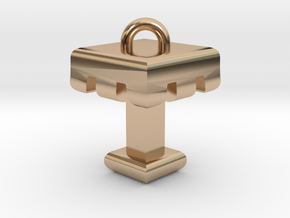 3D-Initial-TT in 14k Rose Gold Plated Brass