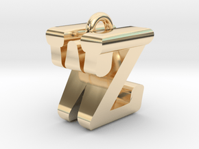 3D-Initial-WZ in 14k Gold Plated Brass