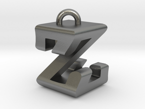 3D-Initial-ZZ in Natural Silver