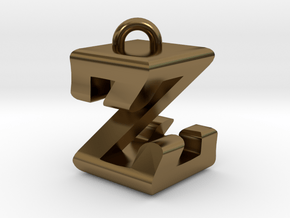3D-Initial-ZZ in Polished Bronze