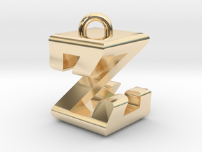 3D-Initial-ZZ in 14K Yellow Gold