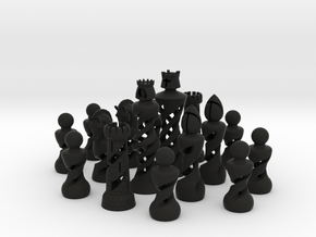 Helix Chess Set (One Color) in Black Natural Versatile Plastic: Medium