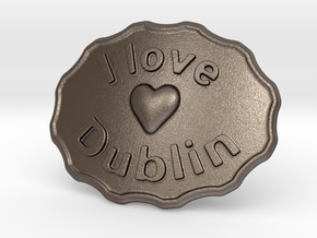 I Love Dublin Belt Buckle in Polished Bronzed Silver Steel