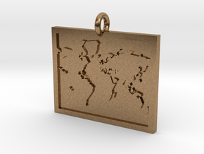 World Map Pendant in Natural Brass
