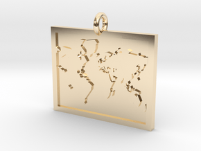 World Map Pendant in 14k Gold Plated Brass