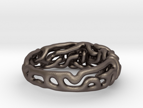 Reaction Diffusion Ring 5, Size 60  in Polished Bronzed Silver Steel
