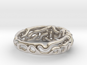 Reaction Diffusion Ring 5, Size 60  in Rhodium Plated Brass