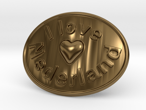 I Love Nederland Belt Buckle in Polished Bronze