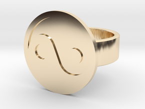Yin Yang Ring in 14k Gold Plated Brass: 8 / 56.75