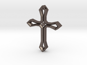 Cross Pendant in Polished Bronzed Silver Steel