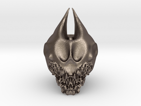 Bearded Skull in Polished Bronzed Silver Steel: Extra Large