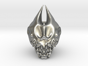 Bearded Skull in Natural Silver: Extra Large