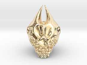 Bearded Skull in 14K Yellow Gold: Extra Large