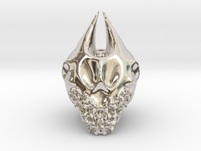 Bearded Skull in Rhodium Plated Brass: Extra Large