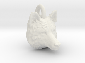 Wolf Head Pendant in White Natural Versatile Plastic