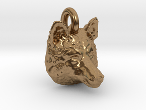 Wolf Head Pendant in Natural Brass