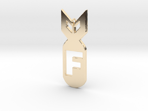 F Bomb Pendant in 14k Gold Plated Brass