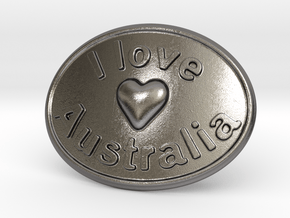 I Love Australia Belt Buckle in Polished Nickel Steel