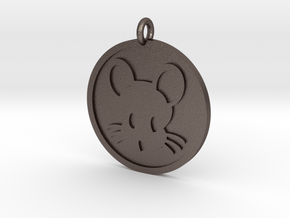 Mouse Pendant in Polished Bronzed Silver Steel