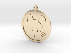 Mouse Pendant in 14k Gold Plated Brass